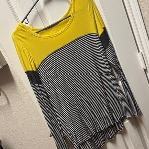 Maurices Yellow and Black Striped Long Sleeve Top